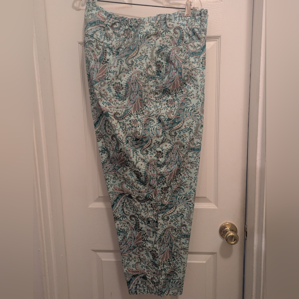 Talbots Paisley Ankle Pants - Blue and Pink
